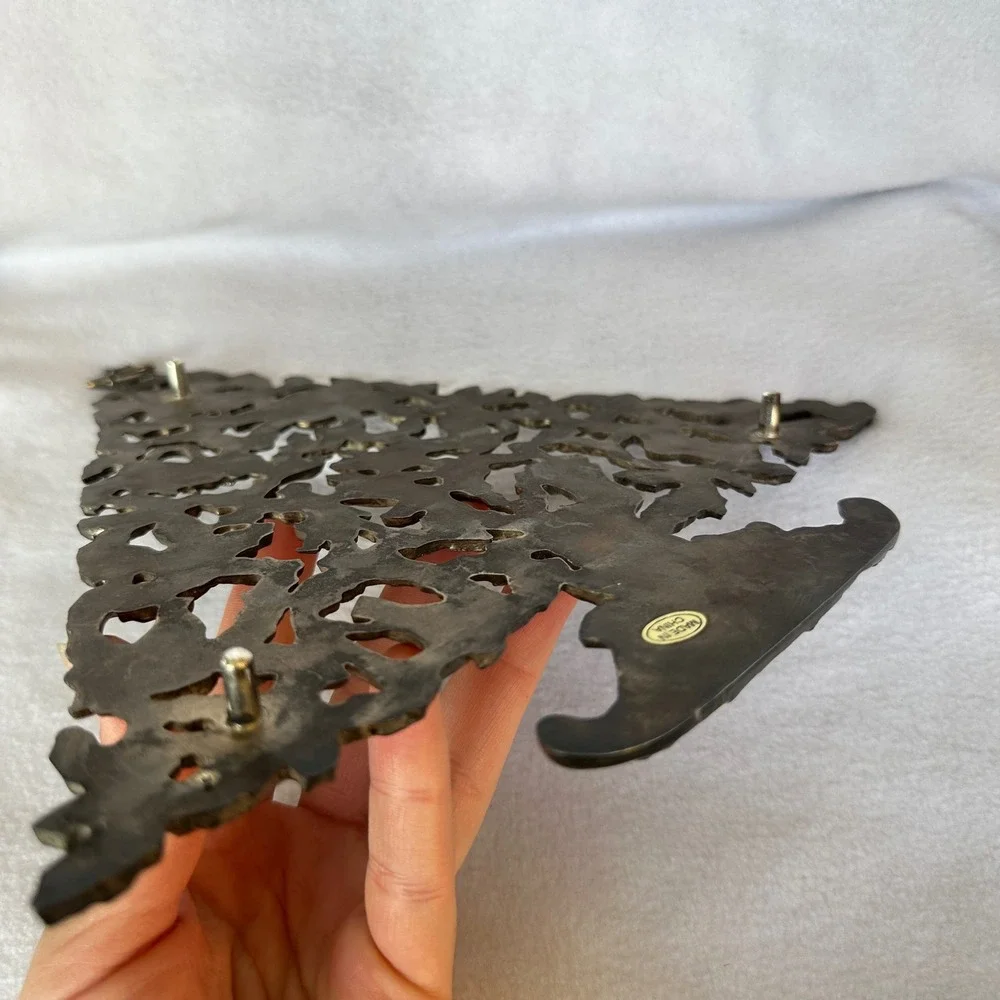 Vintage‎ Silver Metal Filigree Christmas Tree Wall Hanging Tabletop Decor Ornate